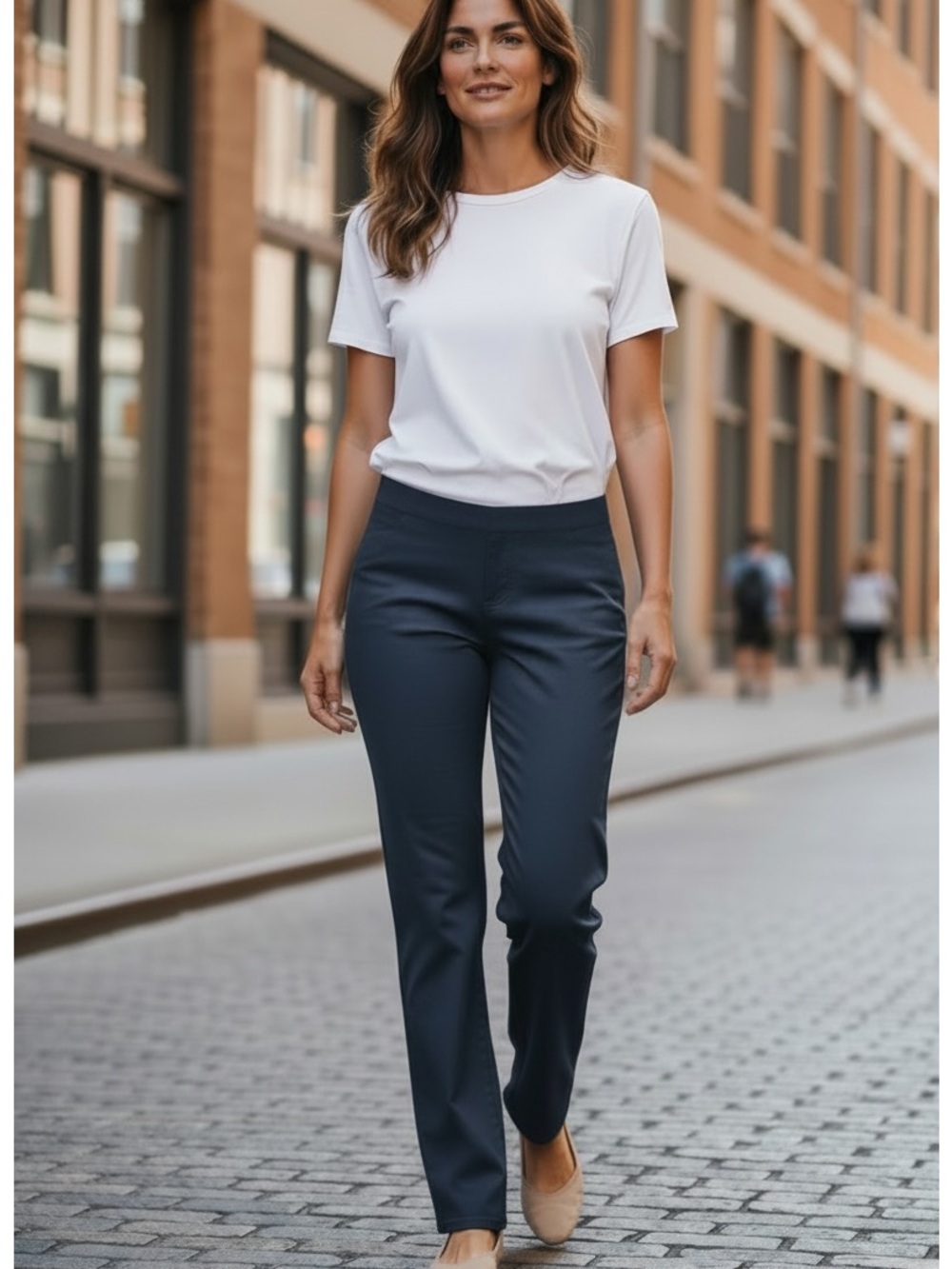 Gloria Vanderbilt Classic Navy Straight-Leg Pull-On Pants